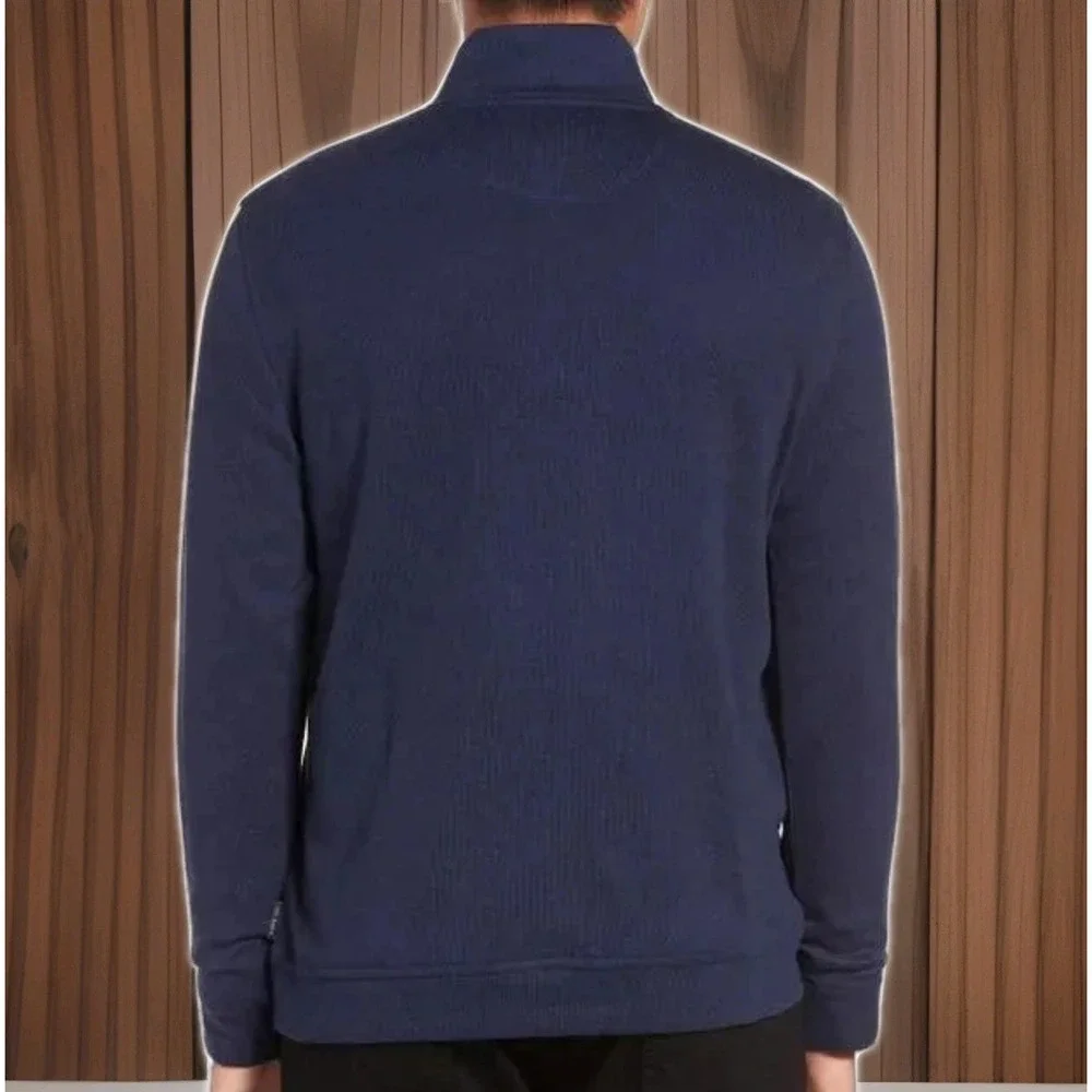 Ted Baker Men's Pullover Small Wool‎ Blend 1/4 Zip Sweater Navy Long Sleeve NWOT